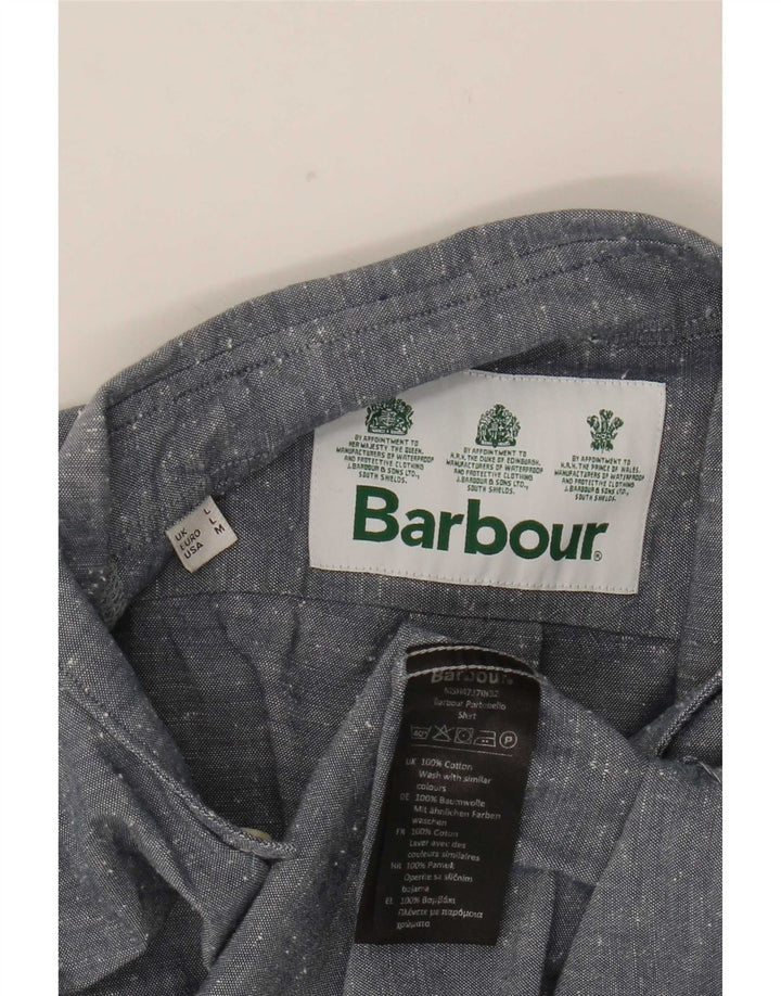 Cămașă Barbour cu mânecă scurtă pentru bărbați, mare, gri bumbac cu pete