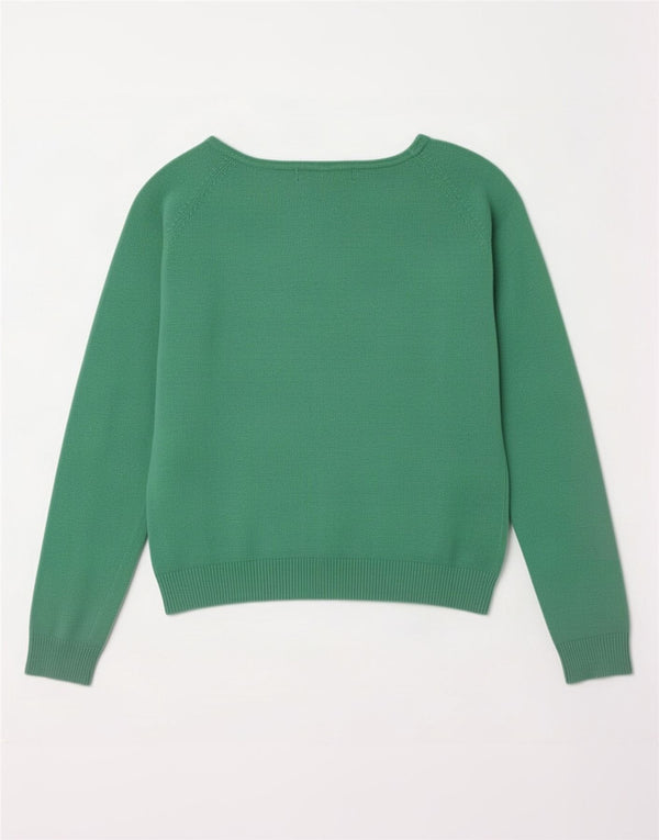 Zara Womens Crop Top UK 14 Large Green Cotton