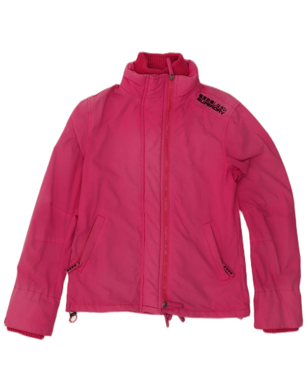 Jachetă de ploaie cu grafică Superdry pentru femei UK 14, mare, roz, nailon