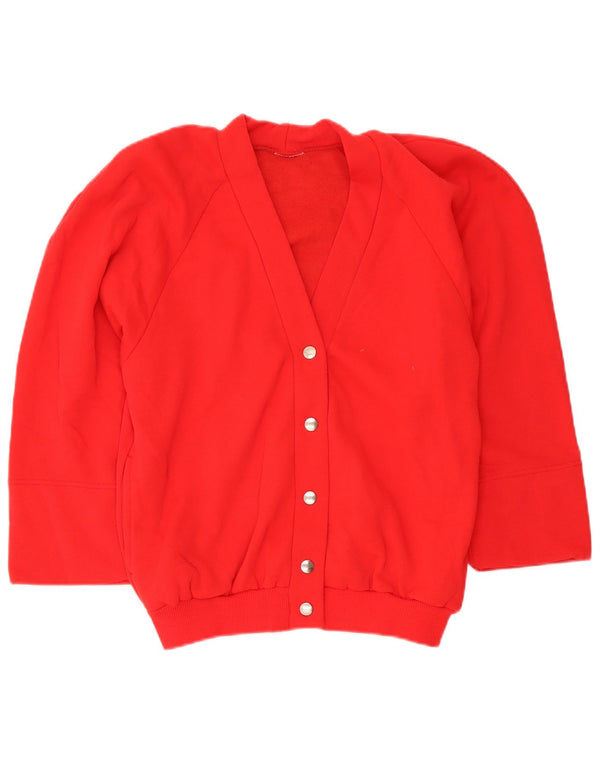 Pulover vintage cardigan supradimensionat pentru femei UK 10 mic bumbac roșu