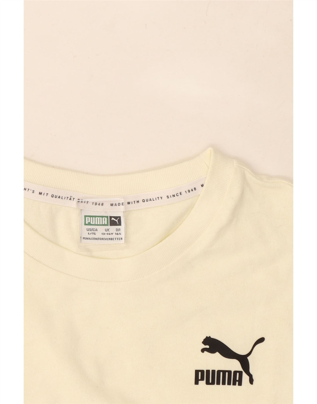 PUMA Girls T-Shirt Top 13-14 Years Off White Vintage Puma and Second-Hand Puma from Messina Hembry 