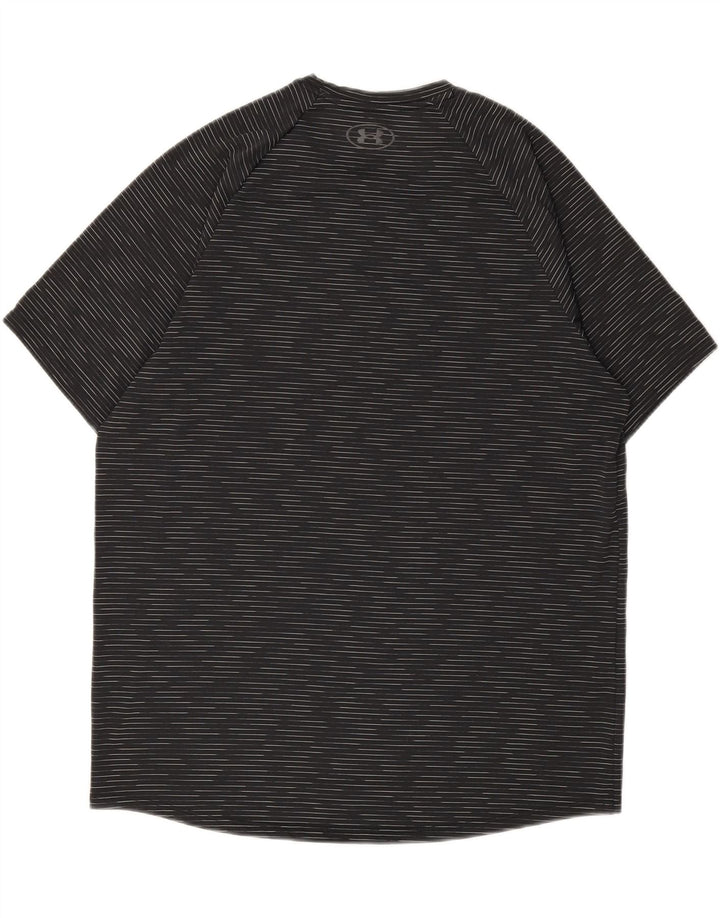 UNDER ARMOUR Mens T-Shirt Top Large Black Striped Vintage Under Armour and Second-Hand Under Armour from Messina Hembry 
