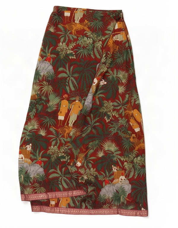 Fusta Wrap Femei Jungle Krizia IT 42 Medium W28 Bumbac Floral Burgundy
