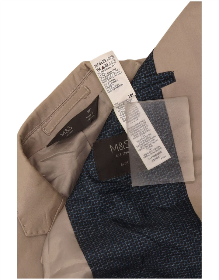 Jachetă pentru bărbați Marks & Spencer, slim fit, cu 2 nasturi, UK 36, Bej mic