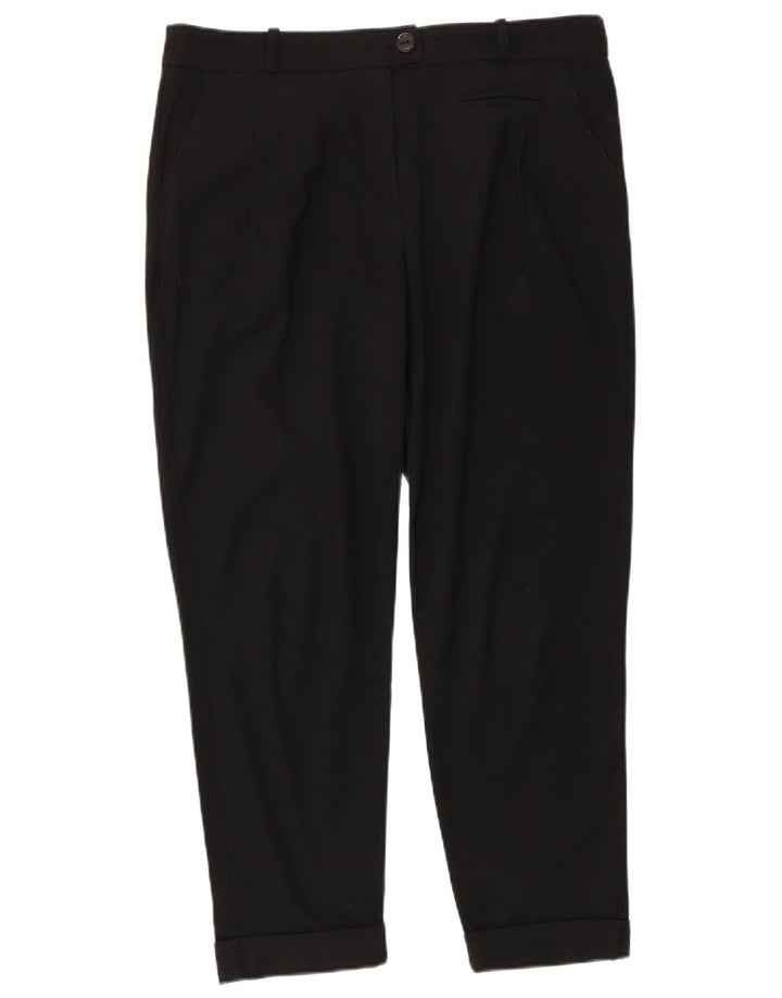 Pantaloni tăiați conici pentru femei Zara EU 40 Mediu L30 L25 Poliester negru