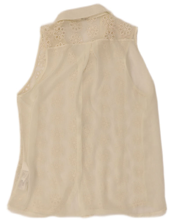 Bluză cămașă transparentă pentru femei Zara UK 10 mic, alb, cu flori