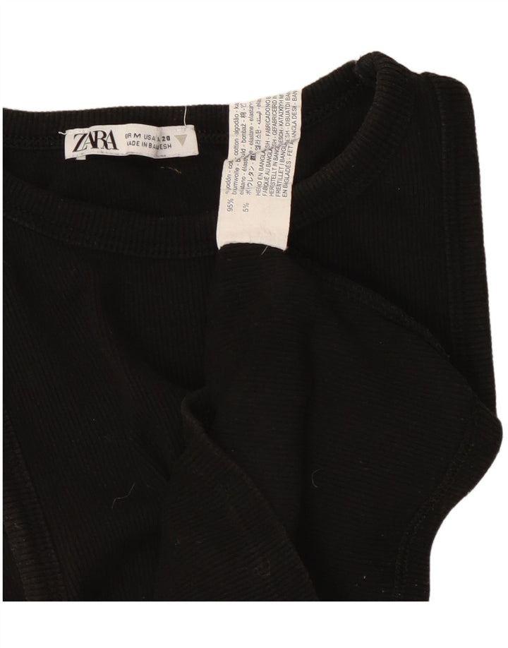 Top cu vestă ZARA pentru femei UK 12, bumbac mediu negru