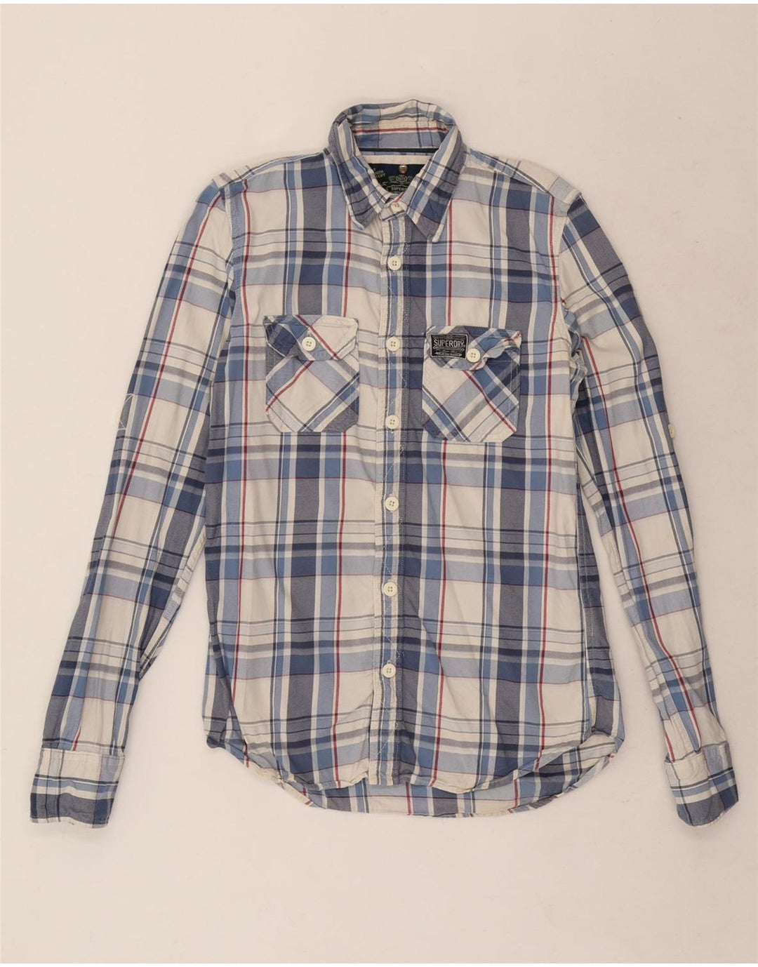 Cămașă de flanel pentru bărbați Superdry, carouri albastre medii