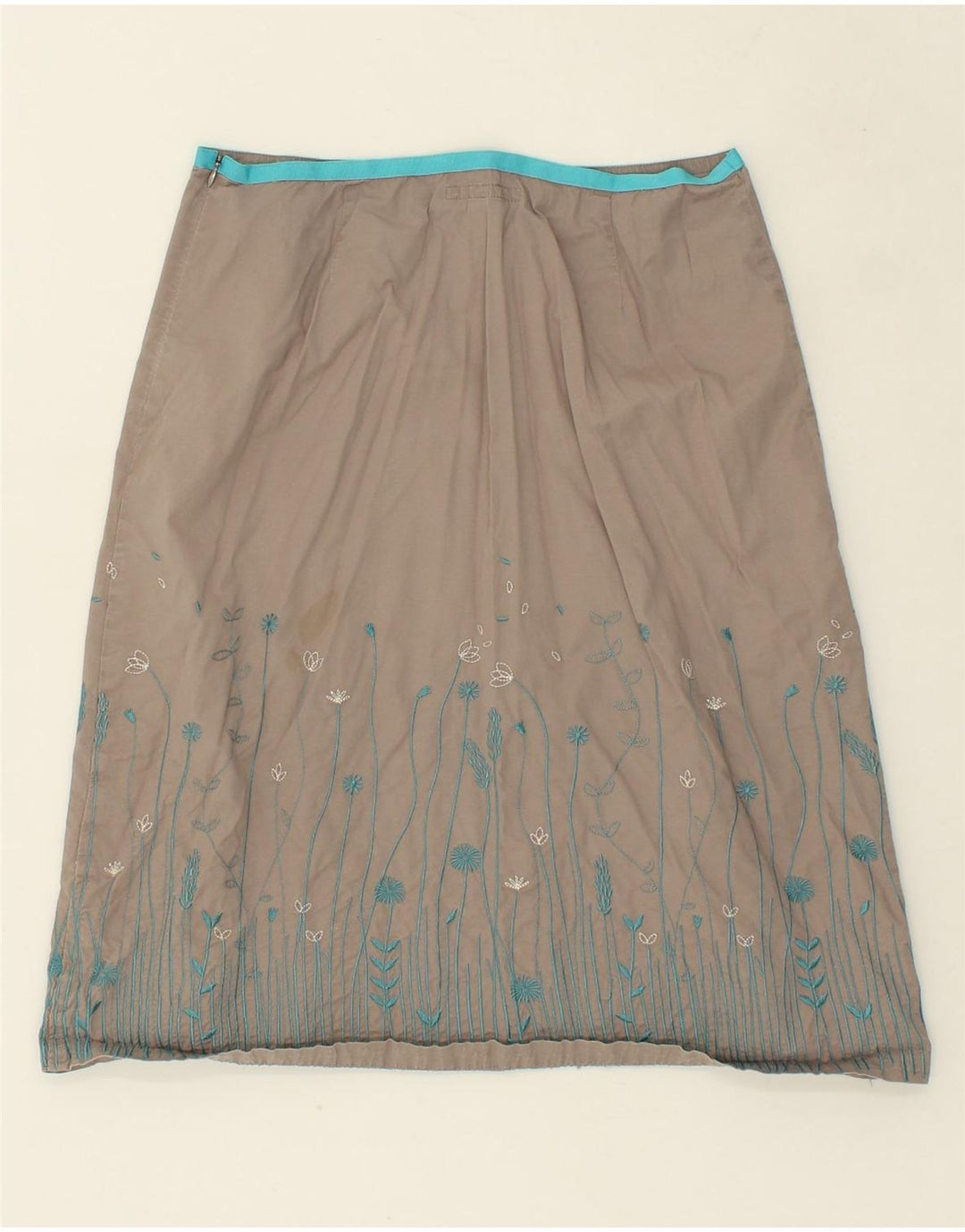 WHITE STUFF Womens A-Line Skirt US 8 Medium W28  Grey Floral Cotton Vintage White Stuff and Second-Hand White Stuff from Messina Hembry 