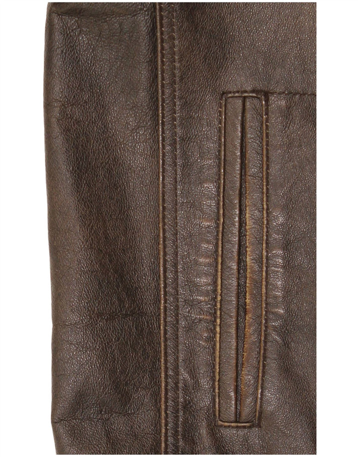 Jachetă de piele pentru bărbați Route 66 UK 40, piele maro mare