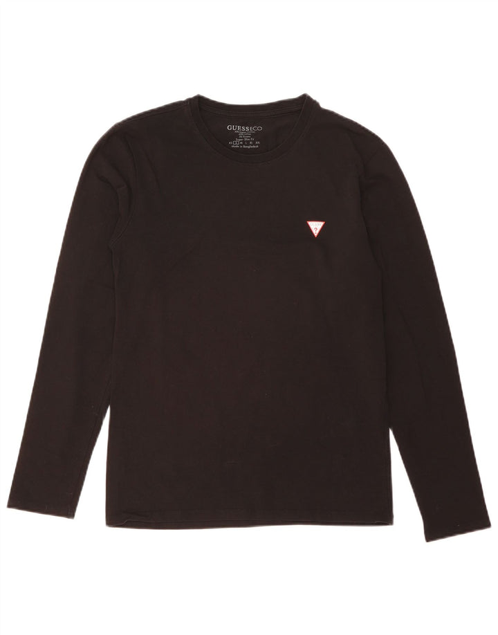 Guess Super Slim Fit Top cu mânecă lungă, bumbac negru mic