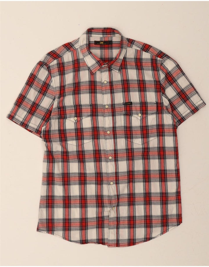 LEE Mens Short Sleeve Shirt Large Red Check Cotton Vintage Lee and Second-Hand Lee from Messina Hembry 