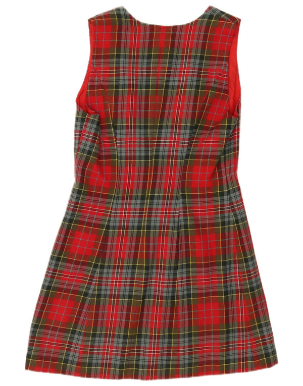 Rochie vintage pentru femei fără mâneci, în formă de A, UK 12, carouri roșii medii