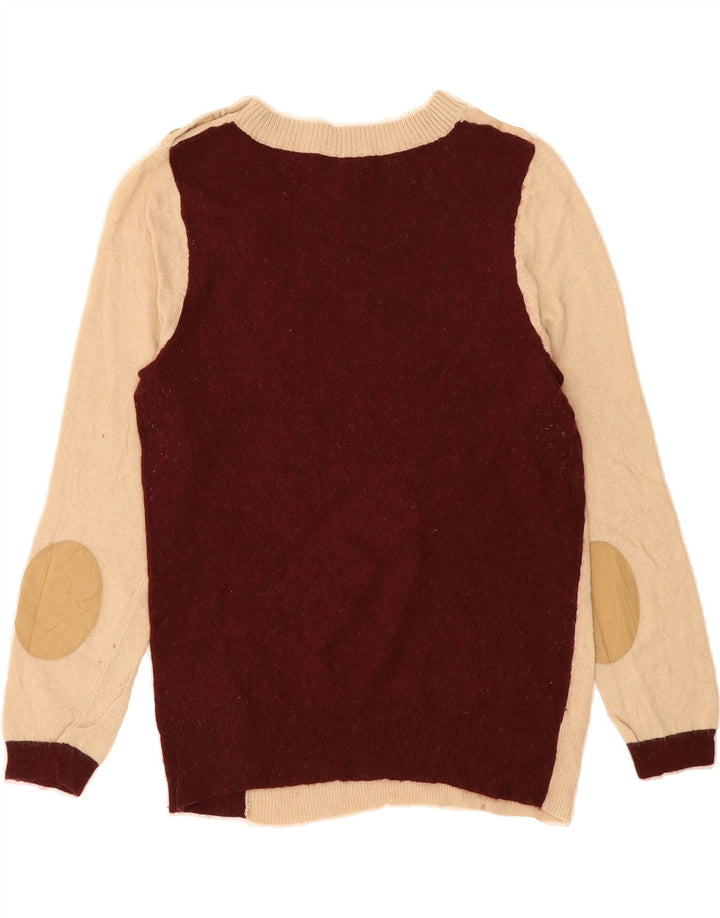 J. CREW Womens Crew Neck Jumper Sweater UK 12 Medium Beige Colourblock Vintage J. Crew and Second-Hand J. Crew from Messina Hembry 