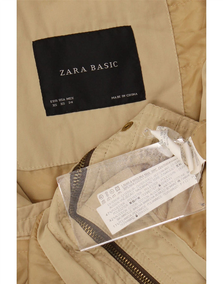 Jachetă parka cu glugă pentru femei Zara UK 6 XS poliester bej