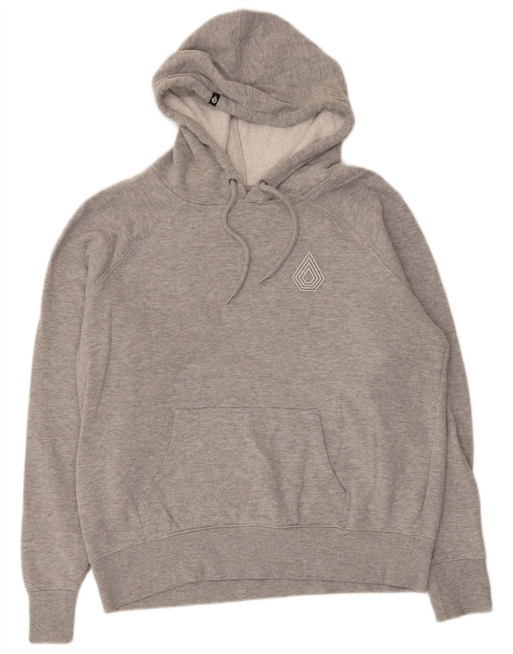 Pulover pentru femeie Volcom cu glugă US 10, mare, gri bumbac