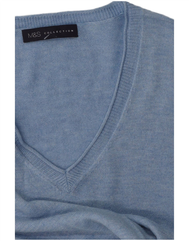 Pulover cu decolteu în V pentru femei Marks & Spencer UK 14 Medium Blue