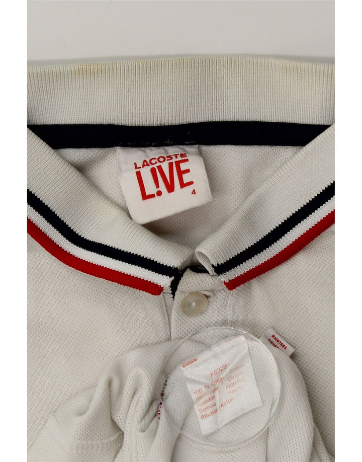 Tricou polo LACOSTE pentru bărbați, mărimea 4, bumbac alb mediu