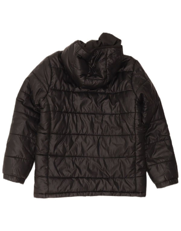 Jachetă căptușită cu glugă Adidas pentru băieți 11-12 ani, poliester negru