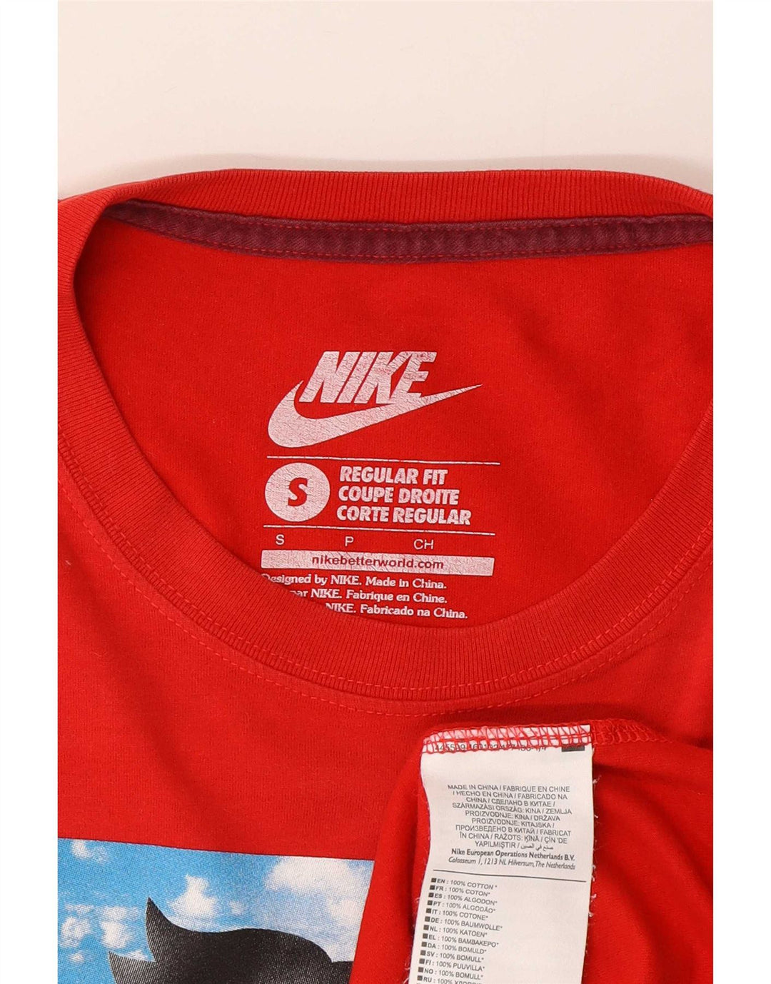 Tricou grafic pentru bărbați Nike Regular Fit Top mic, roșu, bumbac