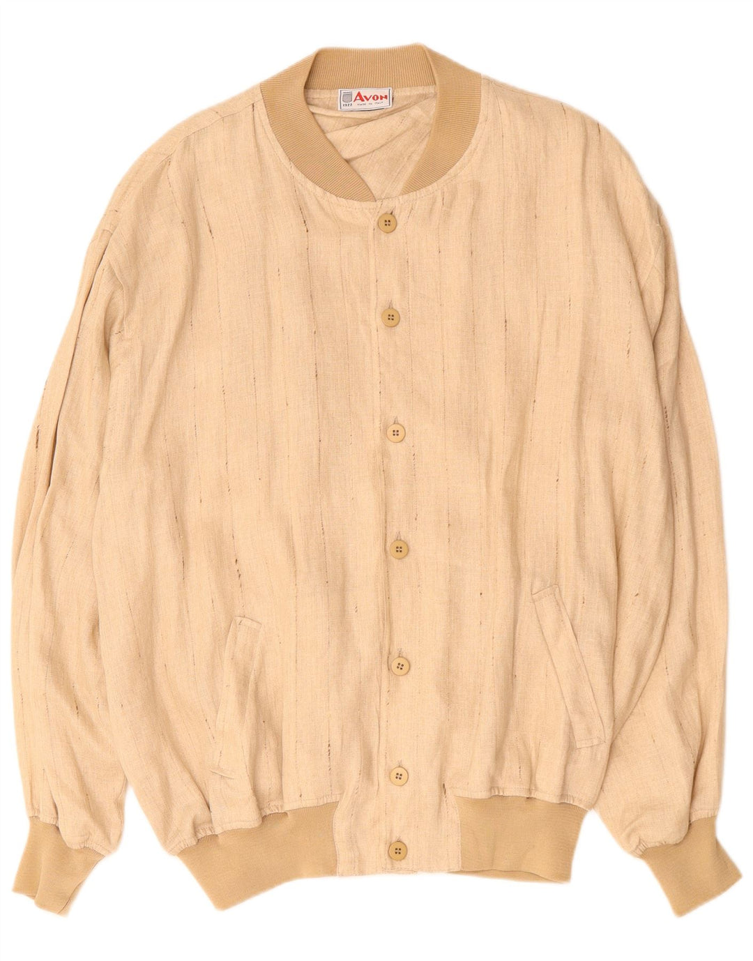 VINTAGE Bomber Jacket pentru bărbați UK 42 XL Bej Pinstripe Linen