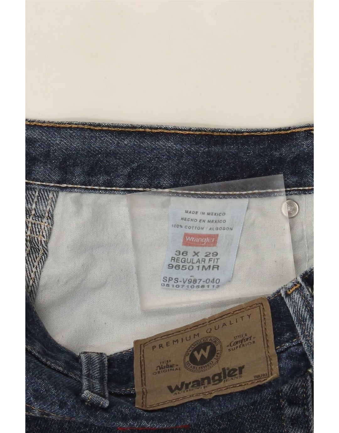 Blugi drepti Wrangler pentru bărbați, cu ajustare normală, W36 L29, bumbac albastru