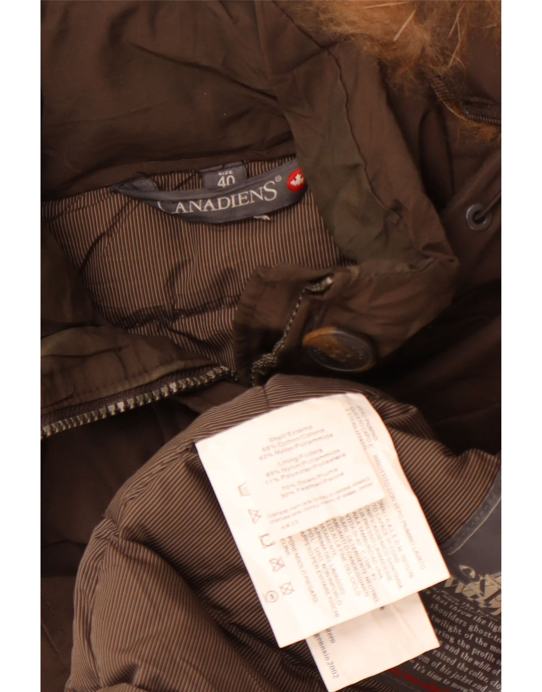 Jachetă căptușită cu glugă pentru femei CANADIENS EU 40 bumbac maro mediu