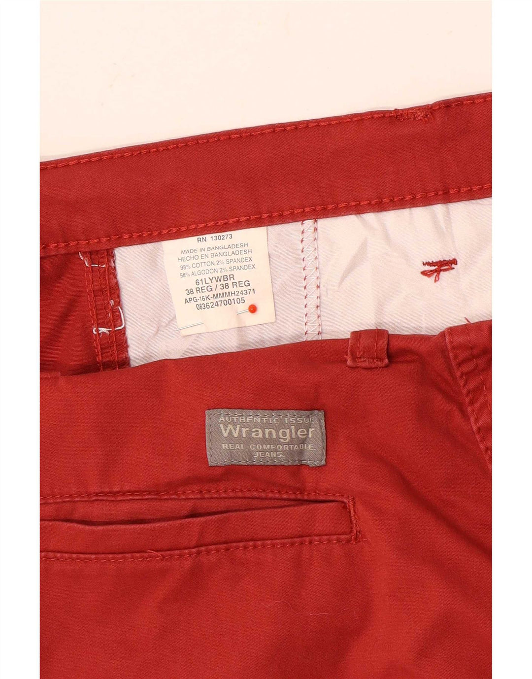 Pantaloni scurți cargo Wrangler pentru bărbați W38 XL, bumbac roșu