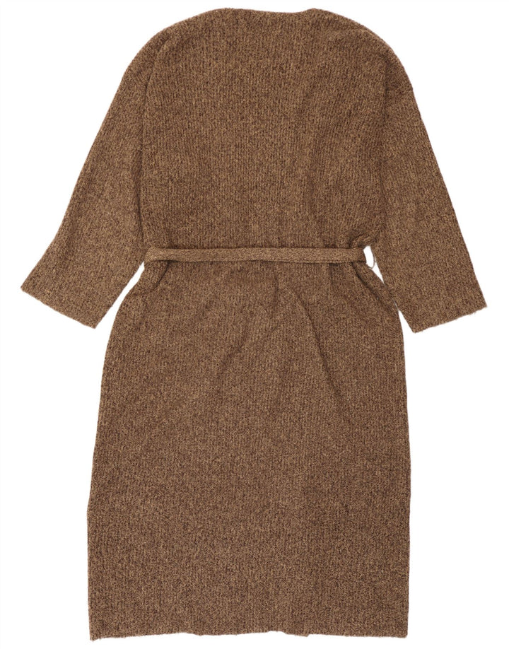 Pulover cardigan supradimensionat cu paragate Zara UK 14 maro mediu cu pete