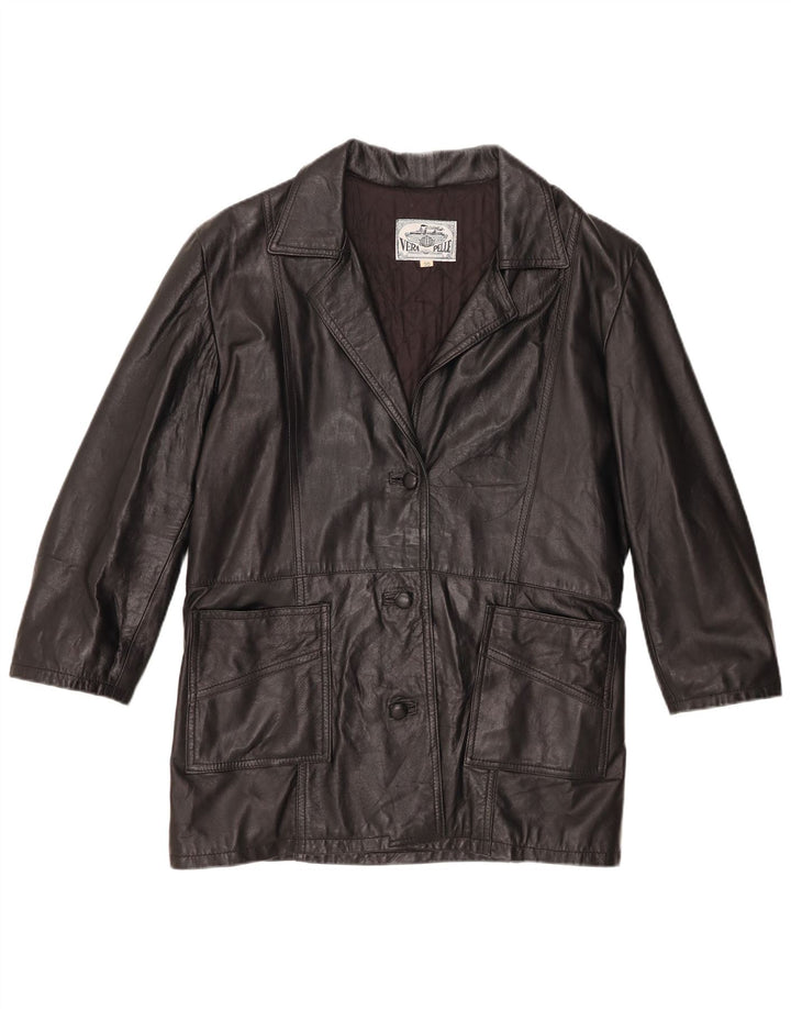 Jachetă vintage din piele cu 3 nasturi pentru femei IT 50 XL din piele neagră