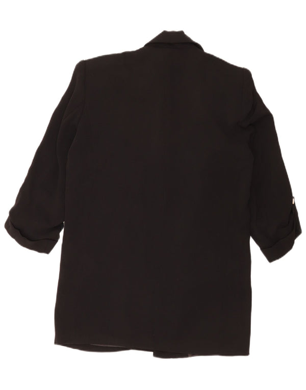 Jachetă pentru femei Zara, supradimensionată, cu mâneci 3/4, blazer deschis, UK 6 XS, poliester negru