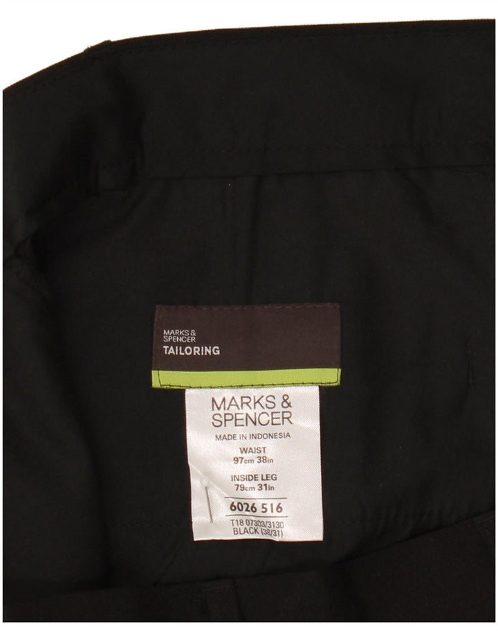 Pantaloni chino drepți pentru bărbați Marks & Spencer L38 L31 Poliester negru