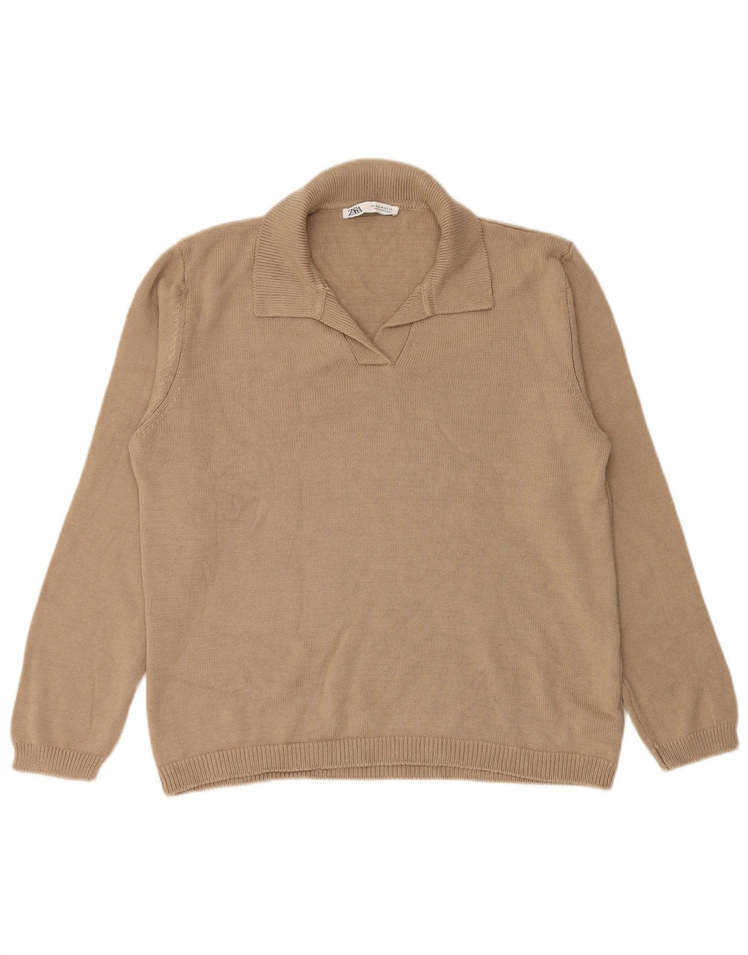 Pulover cu gât polo pentru femei Zara UK 14 Bej mediu