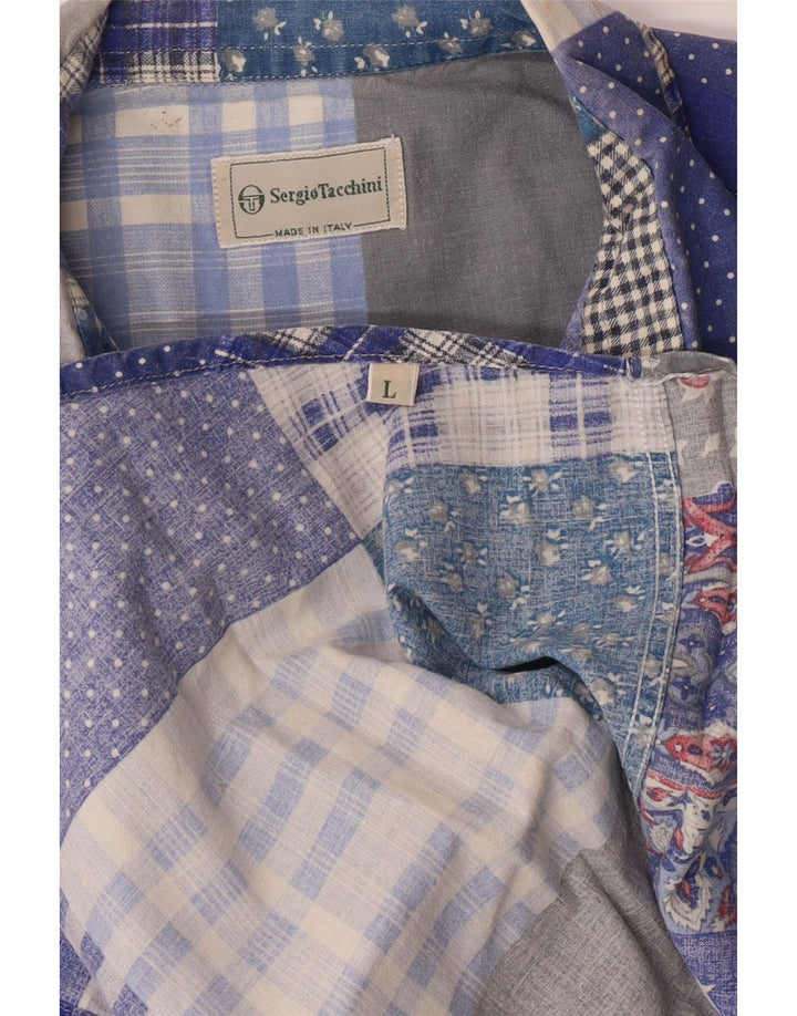 Cămașă cu mânecă scurtă pentru bărbați Sergio Tacchini, mare albastru, mozaic