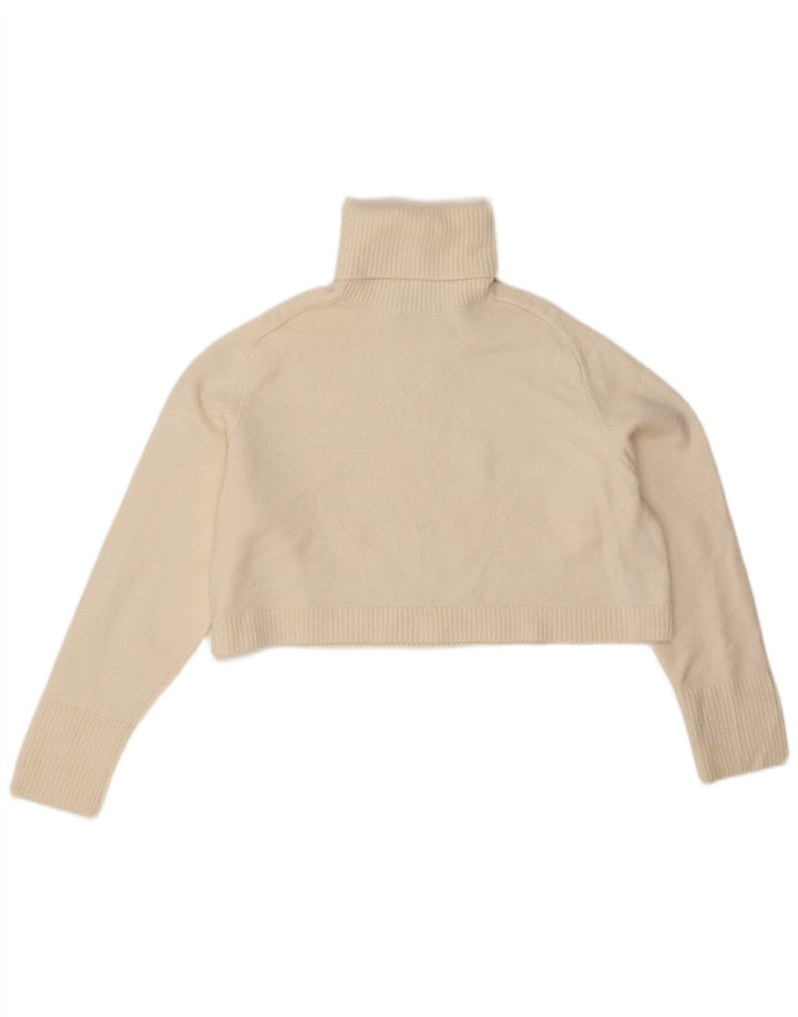 Pulover de damă Zara Crop oversized cu gât rulat UK 14 Medium Off White