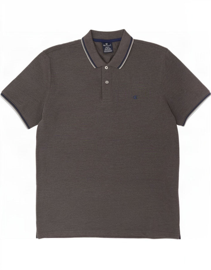 Tricou polo Champion pentru bărbați, bumbac cu dungi gri mare