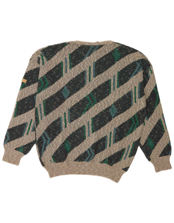 Pulover vintage pentru bărbați, cu gât de barcă, XL, cu dungi multicolore