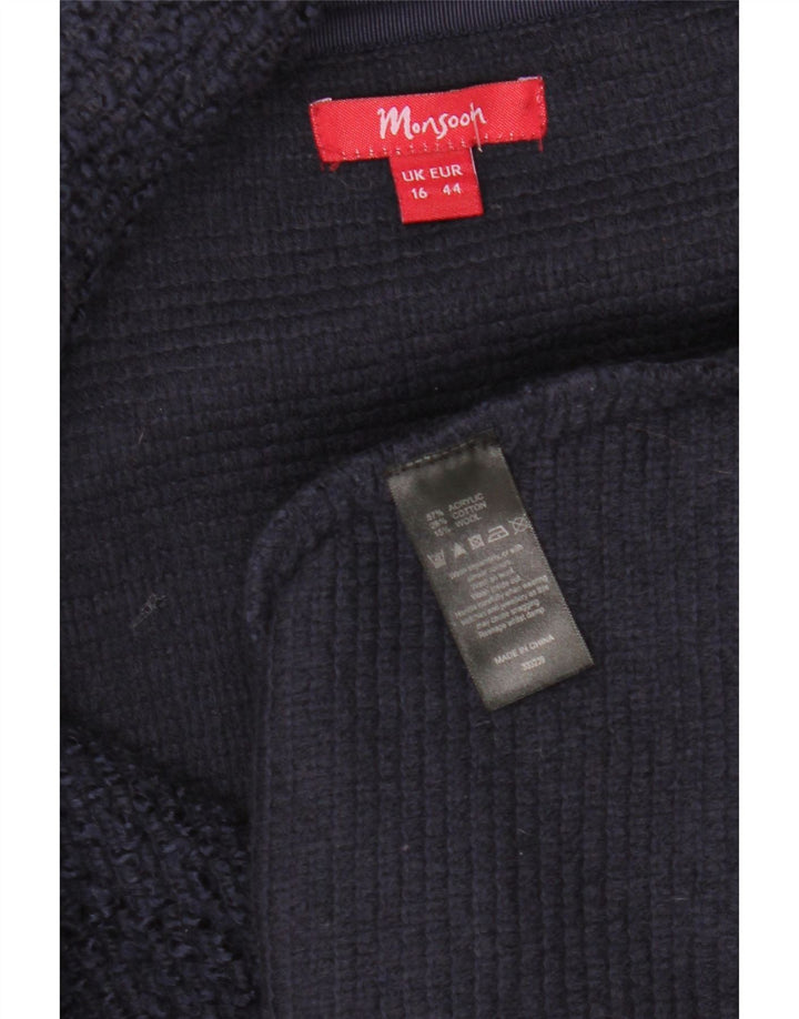 MONSOON Jachetă pentru femei cu 3 nasturi, UK 16, mare, acrilic, albastru bleumarin
