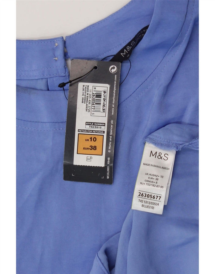 Bluză cu mânecă scurtă pentru femei Marks & Spencer, UK 10, poliester albastru mic