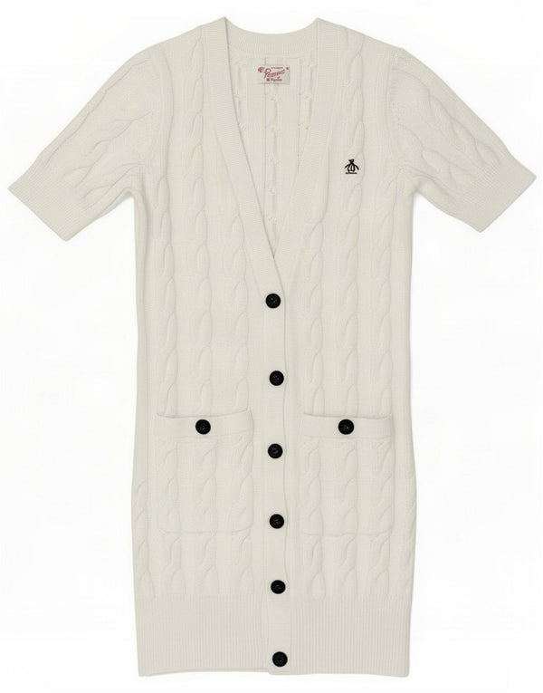 Penguin Pulover cardigan cu mânecă scurtă pentru femei UK 10 Small White
