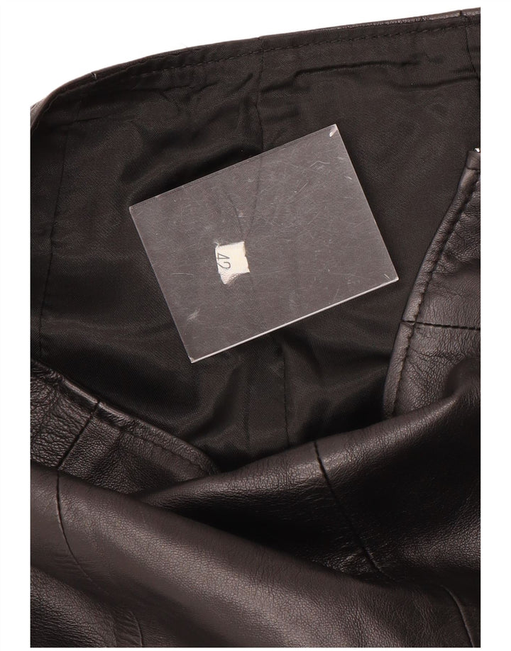 Fusta din piele vintage pentru femei cu talie înaltă IT 42 Medium W24 Negru