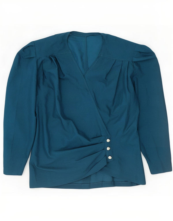 Bluză vintage cu mânecă lungă pentru femei UK 10 Small Bleumarin