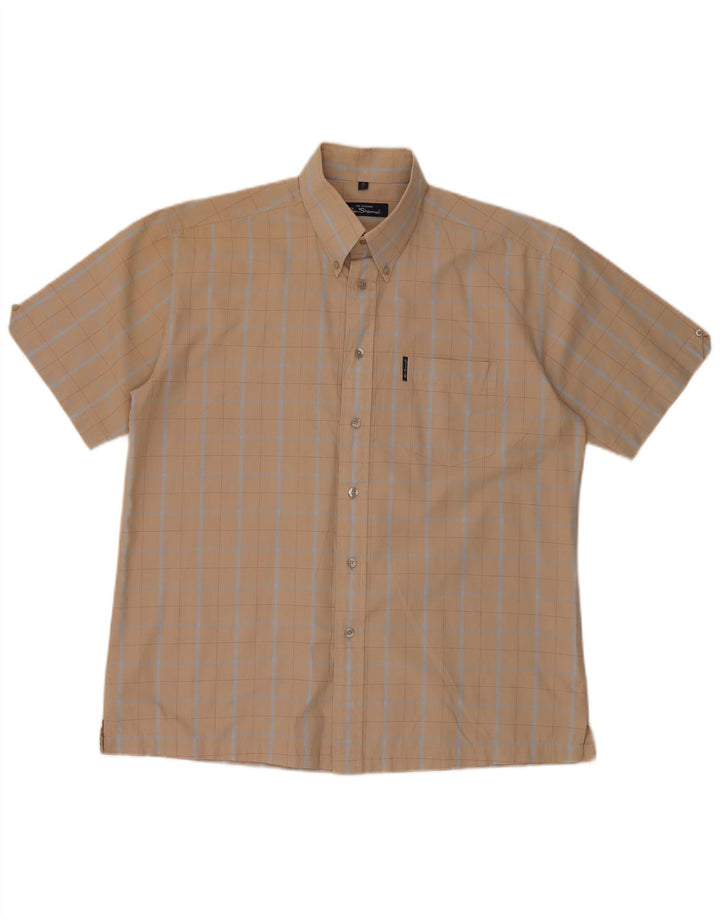 Cămașă cu mânecă scurtă pentru bărbați Ben Sherman, în carouri mari, bej