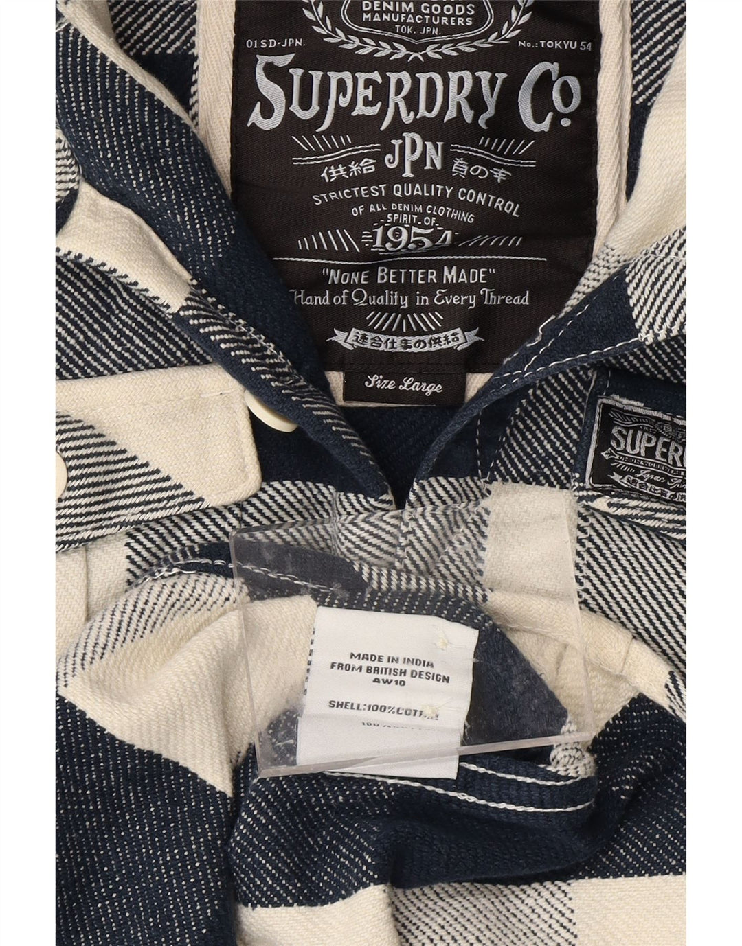 Cămașă de flanel cu glugă pentru băieți SUPERDRY 15-16 ani, mare chevron bleumarin