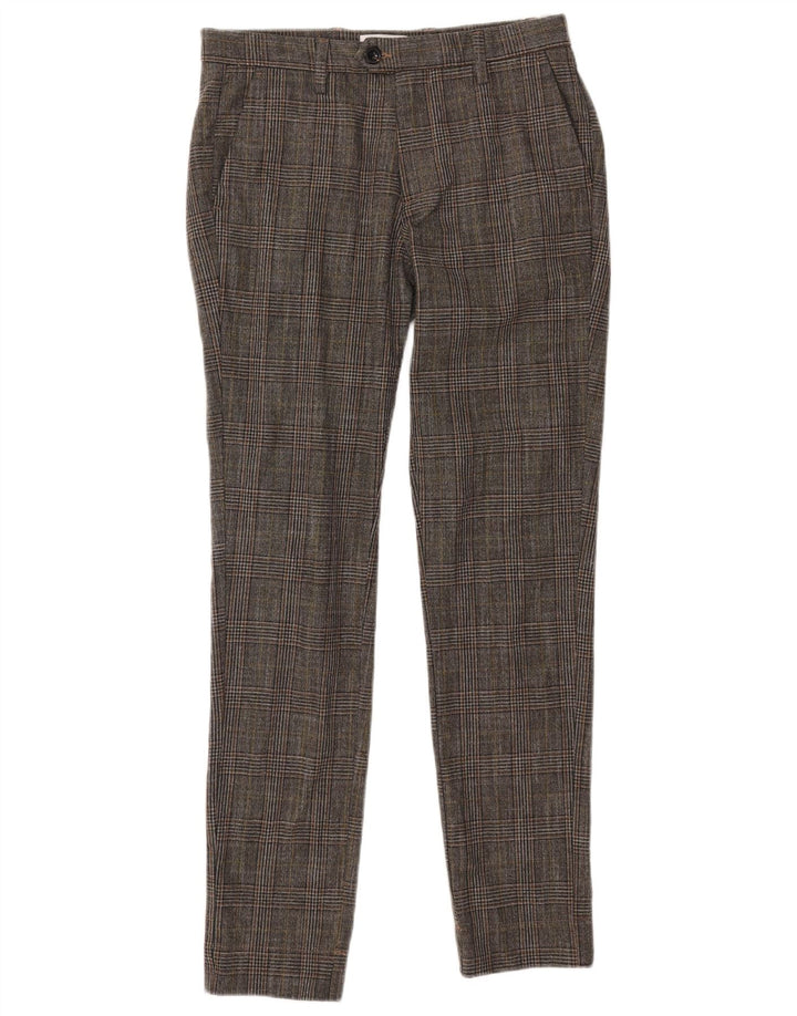 Pantaloni slim pentru bărbați Jack & Jones L30 L32 poliester cu carouri gri