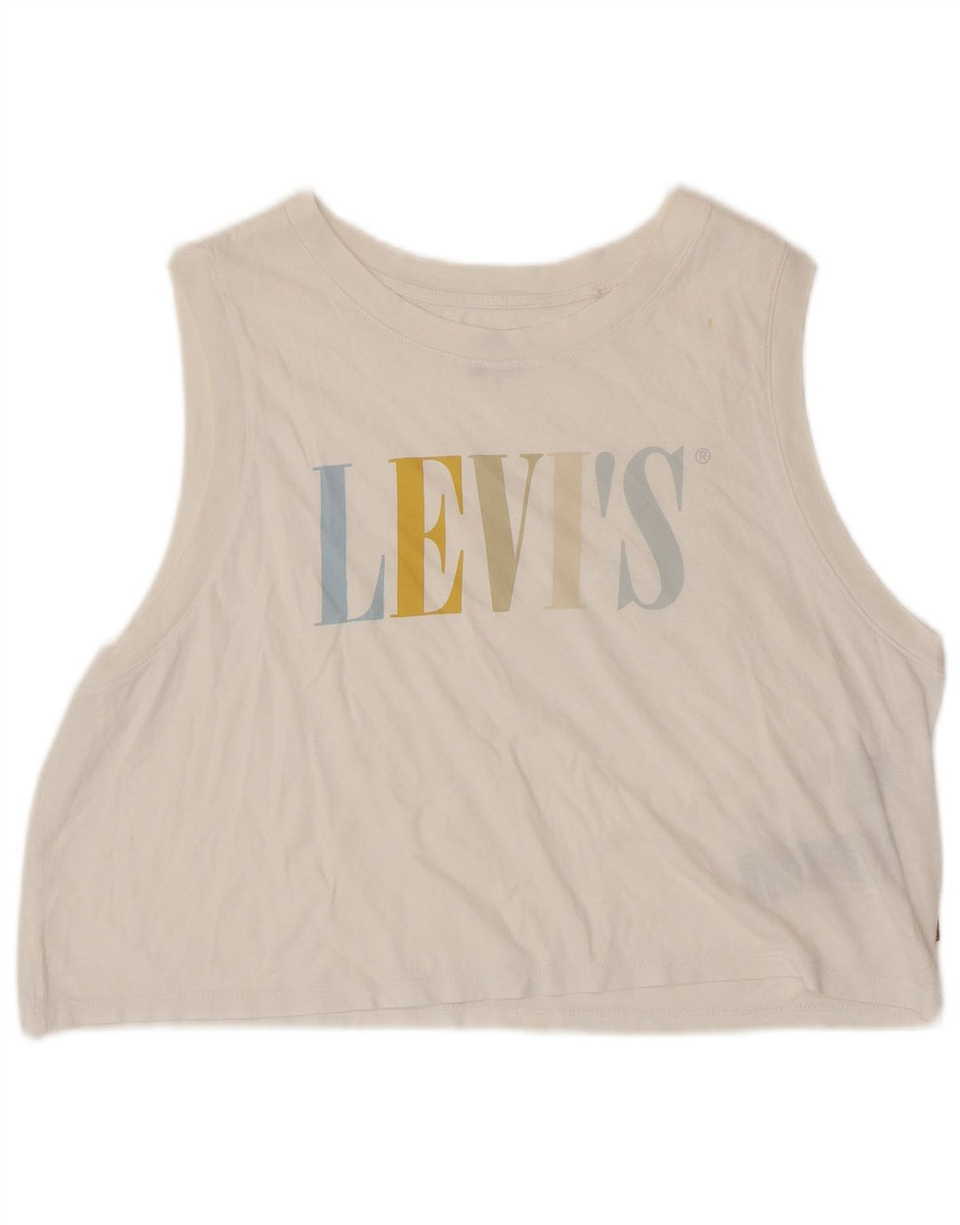 Levi'S Crop Graphic Vest Top pentru femei UK 16, mare, alb, bumbac