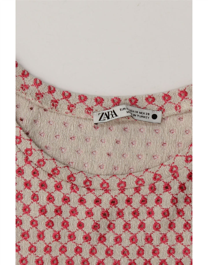 Top Crop pentru Damă Zara UK 12 Medium Roz Geometric