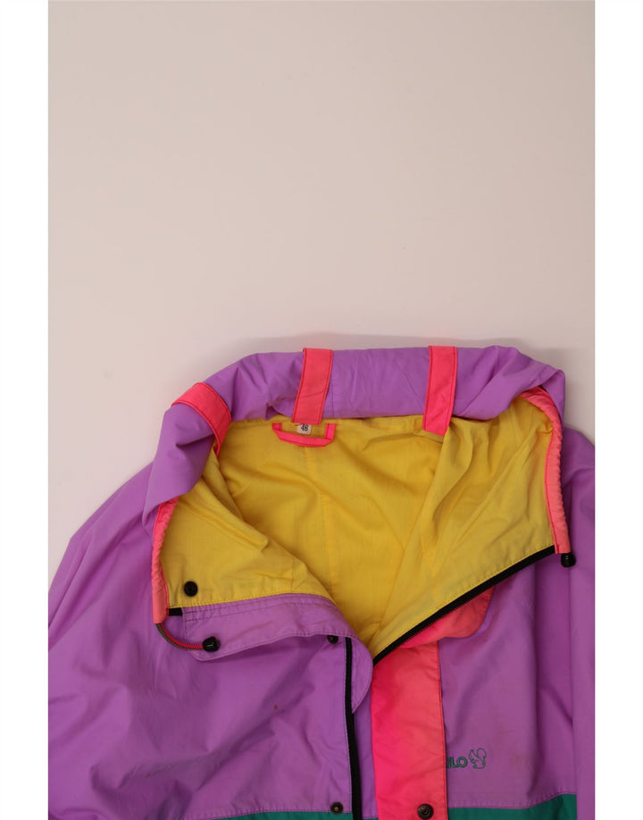 BAILO Mens Hooded Windbreaker Jacket IT 46 Small Purple Colourblock Vintage Bailo and Second-Hand Bailo from Messina Hembry 