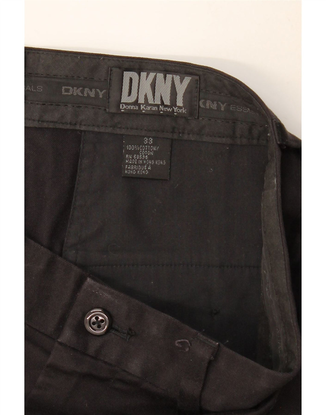 DKNY Pantaloni chino drepți pentru bărbați W33 L28 bumbac negru