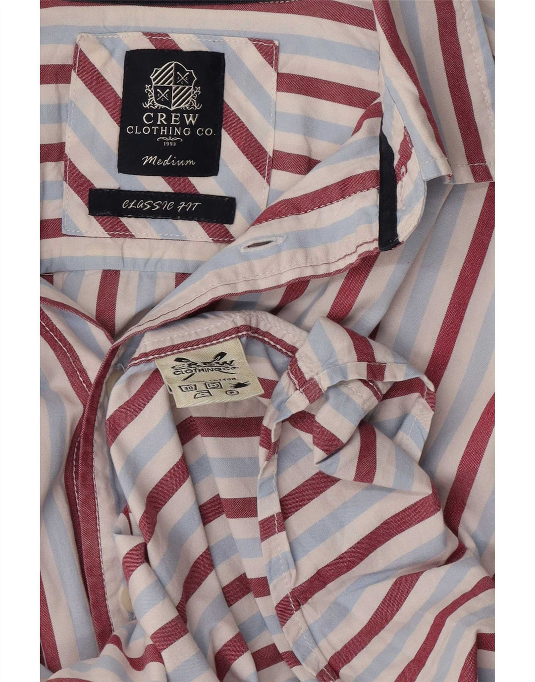 Crew Clothing Cămașă clasică pentru bărbați, bumbac cu dungi albastre medii